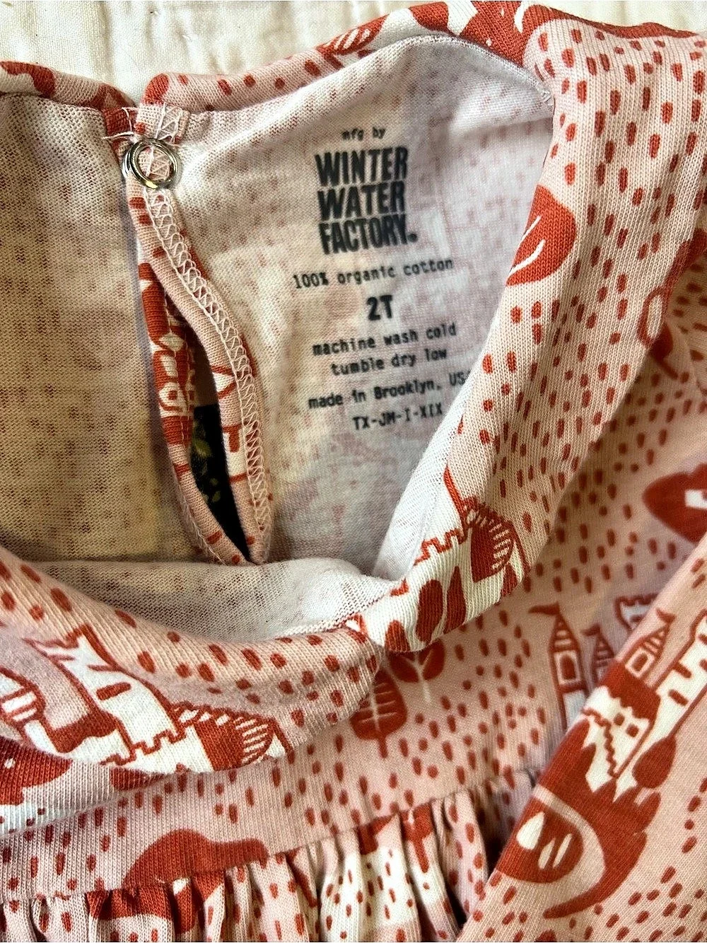 Winter Water Factory 2T Castle Print Organic Cotton Peter Pan Collar Dress